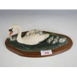 A Border Fine Arts figurine depicting a swan and cygnets, WW4