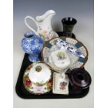 A quantity of ceramics including a Royal Albert Old Country Rose butter dish, a Royal Winton jug and