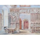 (20th Century) Haddon Hall interior, watercolour, framed and mounted under glass, 22 x 33 cm