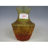 A Whitefriars style amber glass vase