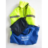 A Hi-Viz jacket size XL together with Regatta waterproof trousers