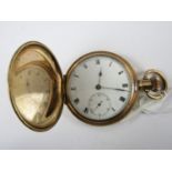 A vintage rolled-gold hunter pocket watch