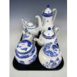 Six pieces of Ringtons china including three teapots, a coffee pot and two ginger jars
