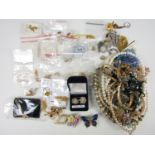 New 'old stock' costume jewellery pendant necklaces and earrings, together with sundry vintage