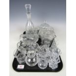 Various crystal ware including a decanter, a bowl and small vases etc.