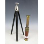 A Victorian mahogany and brass two-draw telescope together with an early 20th Century German