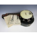 A vintage John Grey & Sons of London ukulele banjo with case