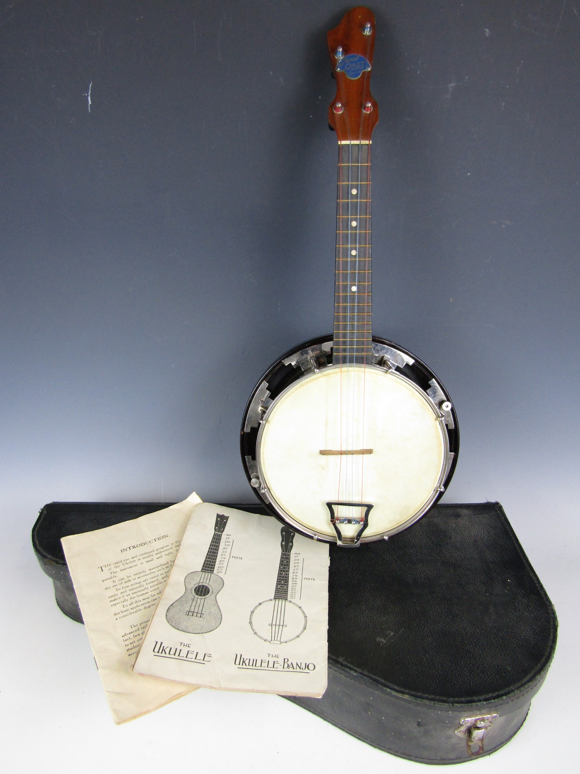 A vintage John Grey & Sons of London ukulele banjo with case - Image 2 of 2