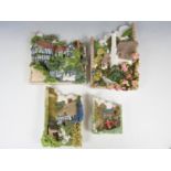 Four Lilliput Lane plaques comprising Lower Brockhampton, Wishing Well Cottage, Woodside Farm and