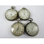 Four various vintage silver pocket watches