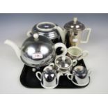 An Art Deco style teapot together with coffee pot and a cream jug (a/f) etc.