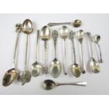 Twelve silver condiment spoons