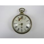 An early 19th Century silver pair-cased verge pocket watch (a/f)