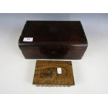 A Sorrento Ware jewellery box, together with a late 19th / early 20th Century rosewood sewing box