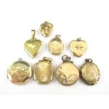 A quantity of vintage rolled gold lockets, including a Victorian example with hairwork locket