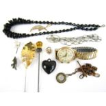 Vintage jewellery including a Moonstone riveria necklace, an early Felix the cat enamelled brooch,