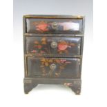 A late Meiji / Taisho Japanese lacquered miniature chest