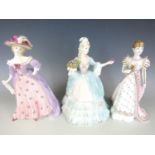 Three Wedgwood figurines from the Femme Fatales series including Mrs Fitzherbert, Marie Antoinette