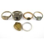 An enamelled white metal ring marked 835 together with other sundry rings etc