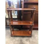 A late Victorian turned mahogany set of shelves