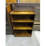 A vintage four shelf open wooden bookcase, 61 x 20 x 90 cm