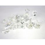 Seven Swarovski crystal ornaments in the form of animals and shells, together with two Austrian