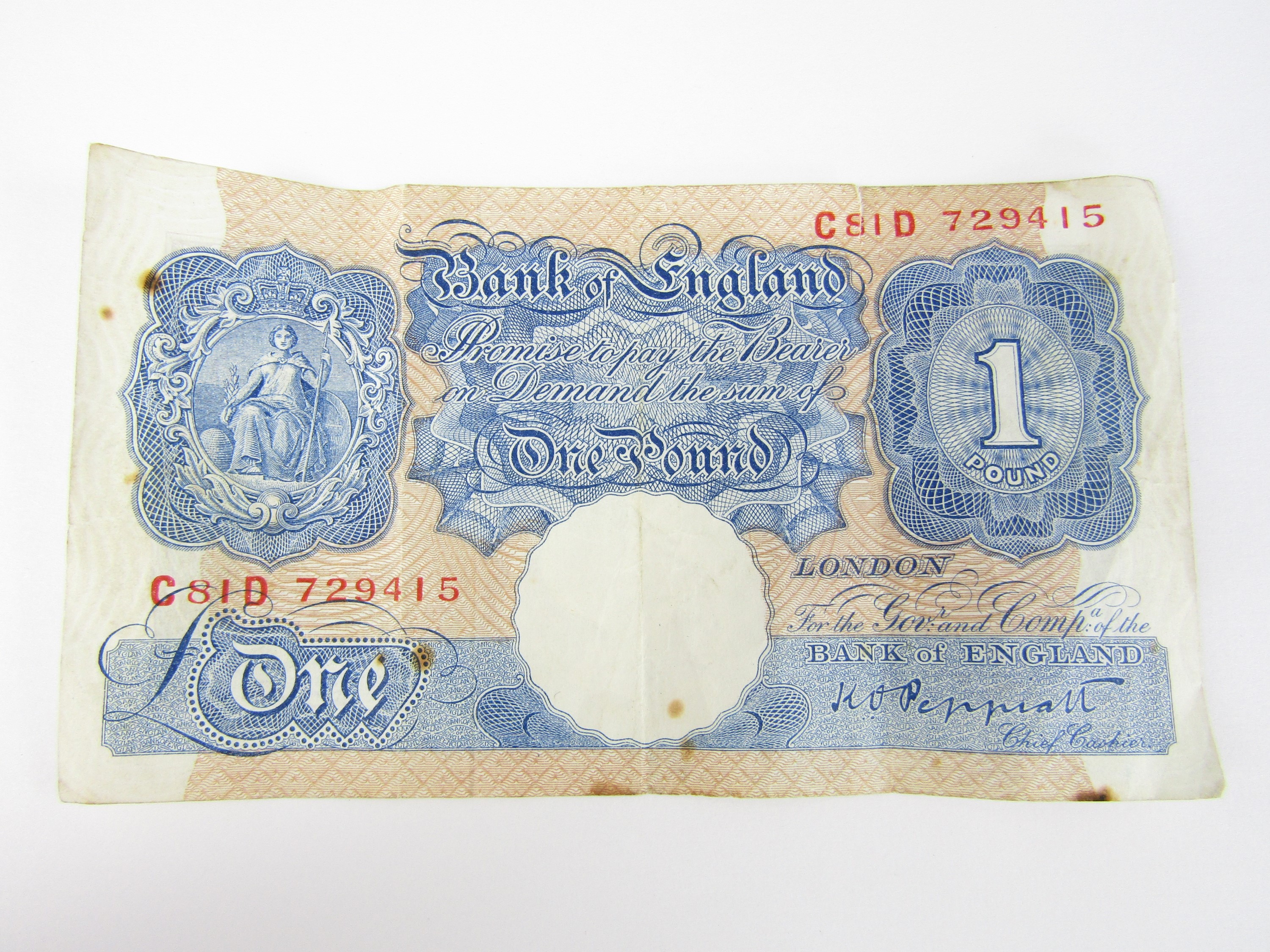A Peppiatt Bank of England one pound note