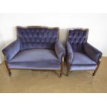 A two piece Edwardian string inlaid mahogany suite, comprising two seater sofa and a matching