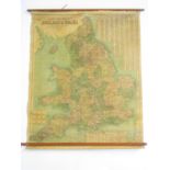 A vintage wall map of England and Wales published by G. Philip and Son