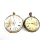 A Victorian ladies white metal fob watch (a/f) together with one similar blued steel fob watch
