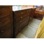 A 19th Century oak chest of drawers with mahogany cross banding, two short over four long, 118 x