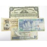 A 1952 Westminster bank one pound note together with other banknotes