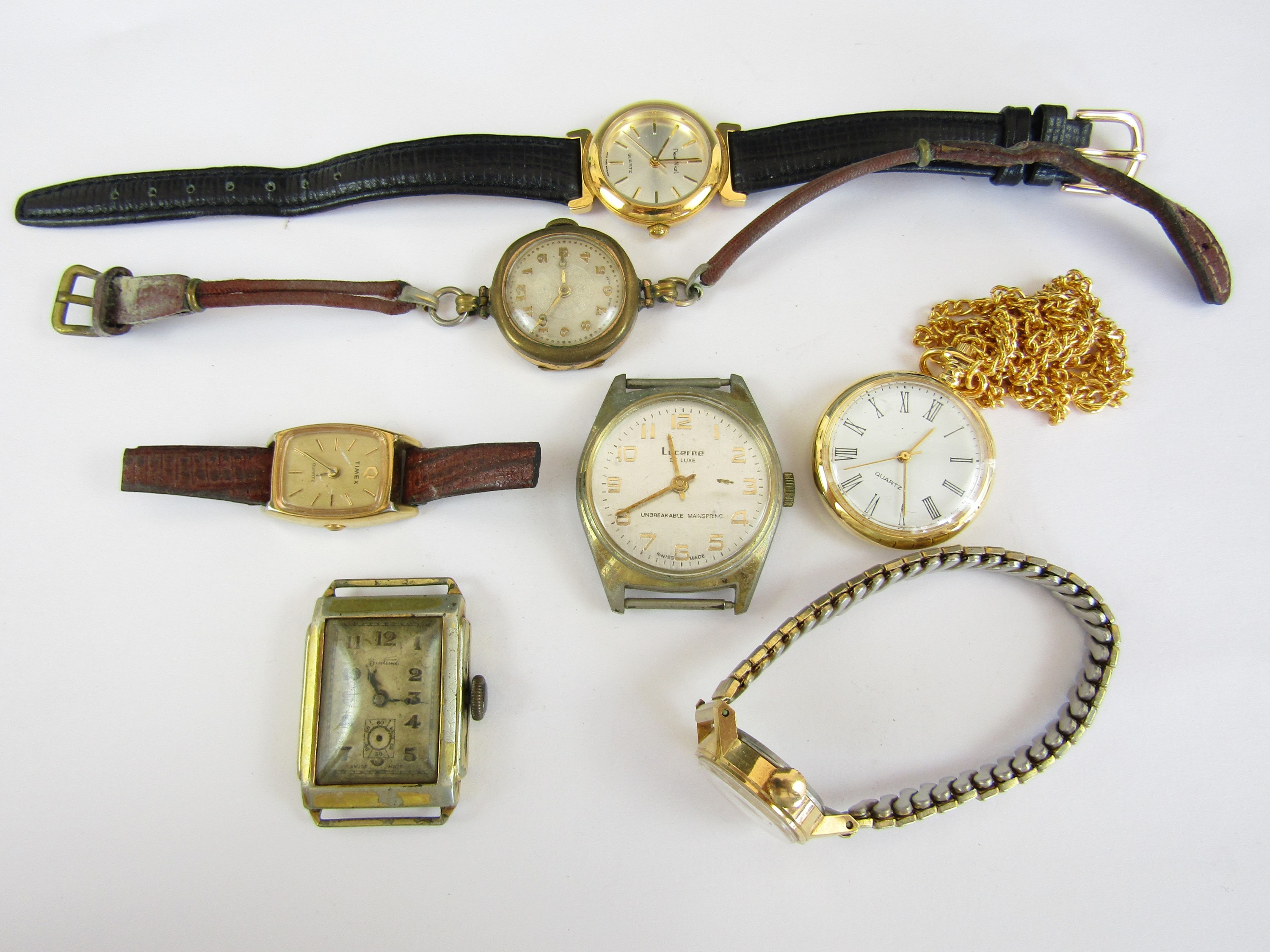 Sundry vintage wristwatches, including a 1920s lady's Swiss made wristwatch in a rolled gold case