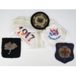 Various blazer badges together with First World War silk embroideries