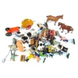 A quantity of vintage lead soldiers and sundry farm animals etc.