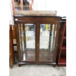 A glazed reproduction mahogany display cabinet, 88 x 32 x 112 cm