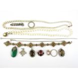 Sundry white metal and other jewellery, including a micromosaic bracelet