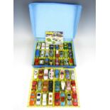 A vintage Matchbox carry case together with sundry die-cast cars etc.