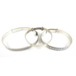 Three vintage white metal baby bangles, stamped 925, one engraved 'Chloe', 17.5g