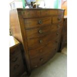 A 19th Century string inlaid mahogany bow fronted chest of drawers, two short over four long, 116