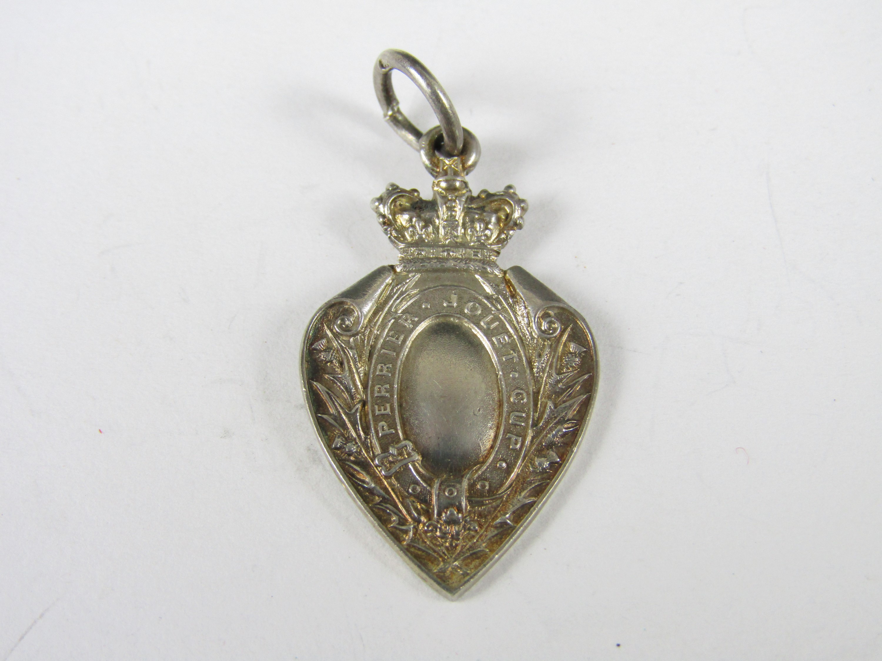 An Edwardian silver Perrier Jouet Cup prize fob medallion awarded to 3rd L R V, Liet W Gillespie,