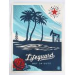 Shepard Fairey (b.1970) Lifeguard Not On Duty, screen print, limited edition 81/450, pencil signed