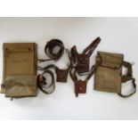 Two Sam Browne map cases and a First World War belt