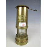 A brass Ferndale coal miner's lamp