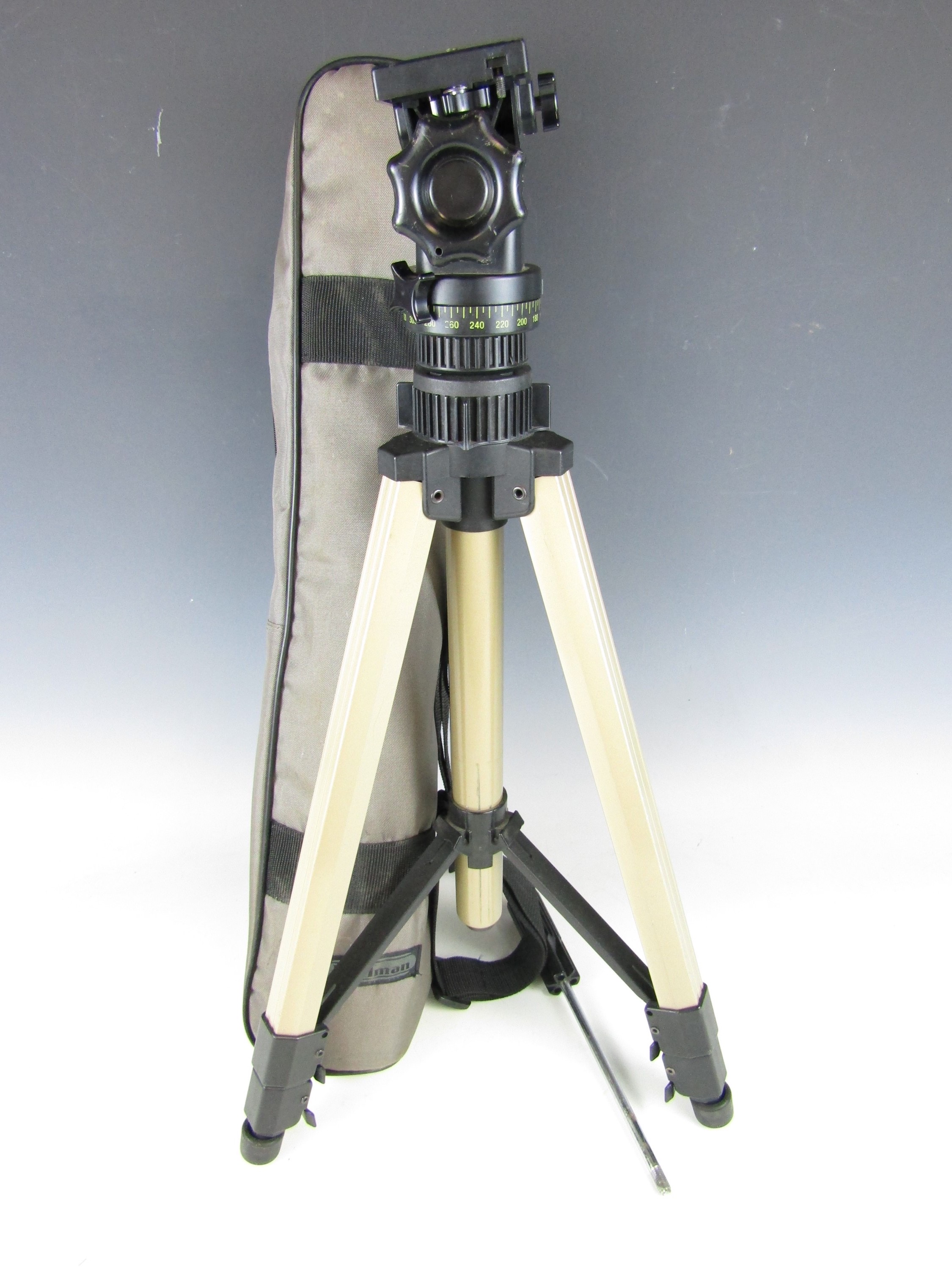 A cased Pullman Bicora camera tripod