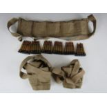 A quantity of cotton bandoliers and clips of inert .303 rounds