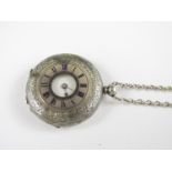 A 19th century white metal ladies’ half hunter fob watch, (stamped 935)