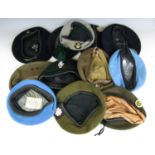 A quantity of post-War British military berets