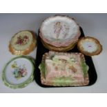 A 19th century cheese stand and cover, together with other sundry dessert plates etc