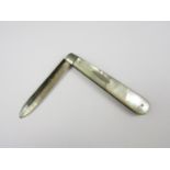 A Victorian silver fruit knife